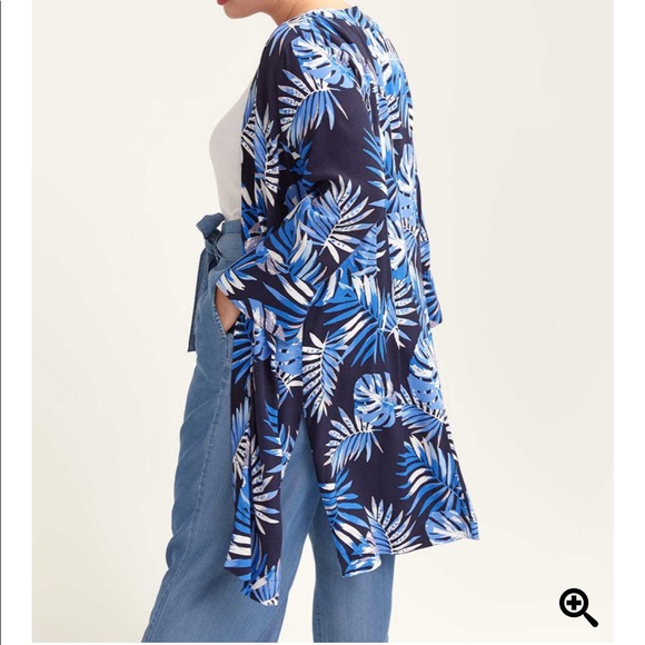 Love & Legend Tropical Print Belted Kimono Cardigan - Picture 2 of 9